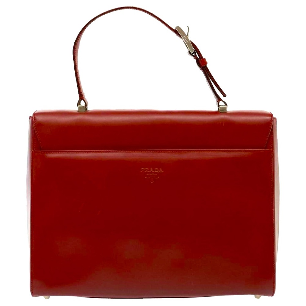 Prada Red Leather Satchel Bag | Vintage | Structured Top Handle Classic - Picture 15 of 16